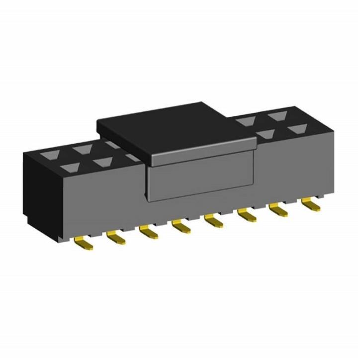 2214SM-XXG-62-PCP series, double row straight sockets on Board for surface mounting (SMD) with gripper, pitch 2,54x2,54 mm, Board-to-Board connectors, pin headers and sockets > pitch 2,54x2,54 mm