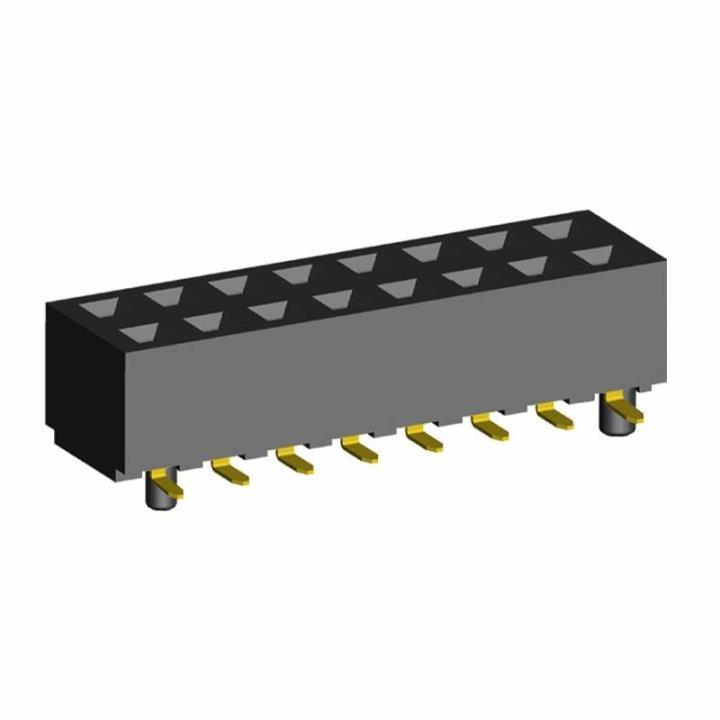 2214SM-XXG-50-PG series, double-row straight sockets with guides for surface mounting (SMD) , pitch 2,54x2,54 mm, Board-to-Board connectors, pin headers and sockets > pitch 2,54x2,54 mm