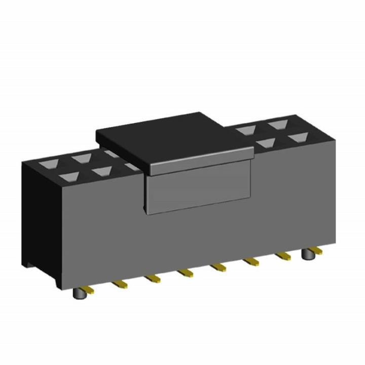 2214SM-XXG-75-PCG series, double-row straight sockets with guides for surface mounting (SMD) with gripper, pitch 2,54x2,54 mm, Board-to-Board connectors, pin headers and sockets > pitch 2,54x2,54 mm