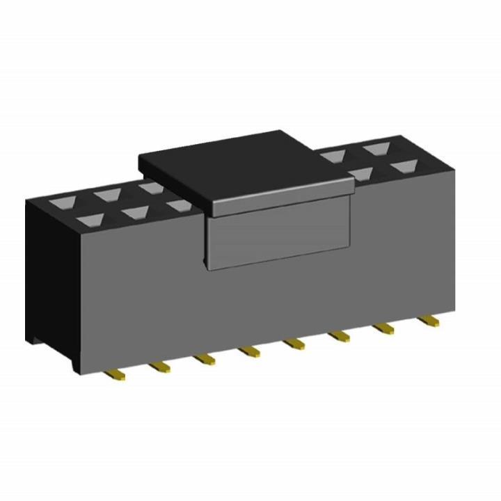 2214SM-XXG-75-PCP series, double row straight sockets on Board for surface mounting (SMD) with gripper, pitch 2,54x2,54 mm, Board-to-Board connectors, pin headers and sockets > pitch 2,54x2,54 mm