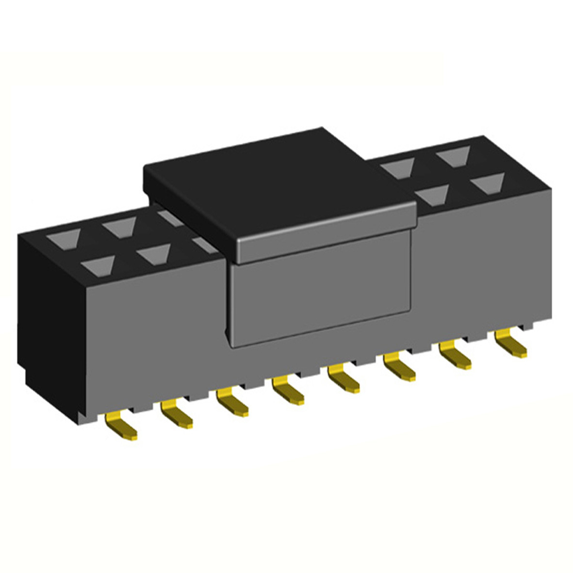 2214SM-XXG-50-PCP series, double row straight sockets on Board for surface mounting (SMD) with gripper, pitch 2,54x2,54 mm, Board-to-Board connectors, pin headers and sockets > pitch 2,54x2,54 mm