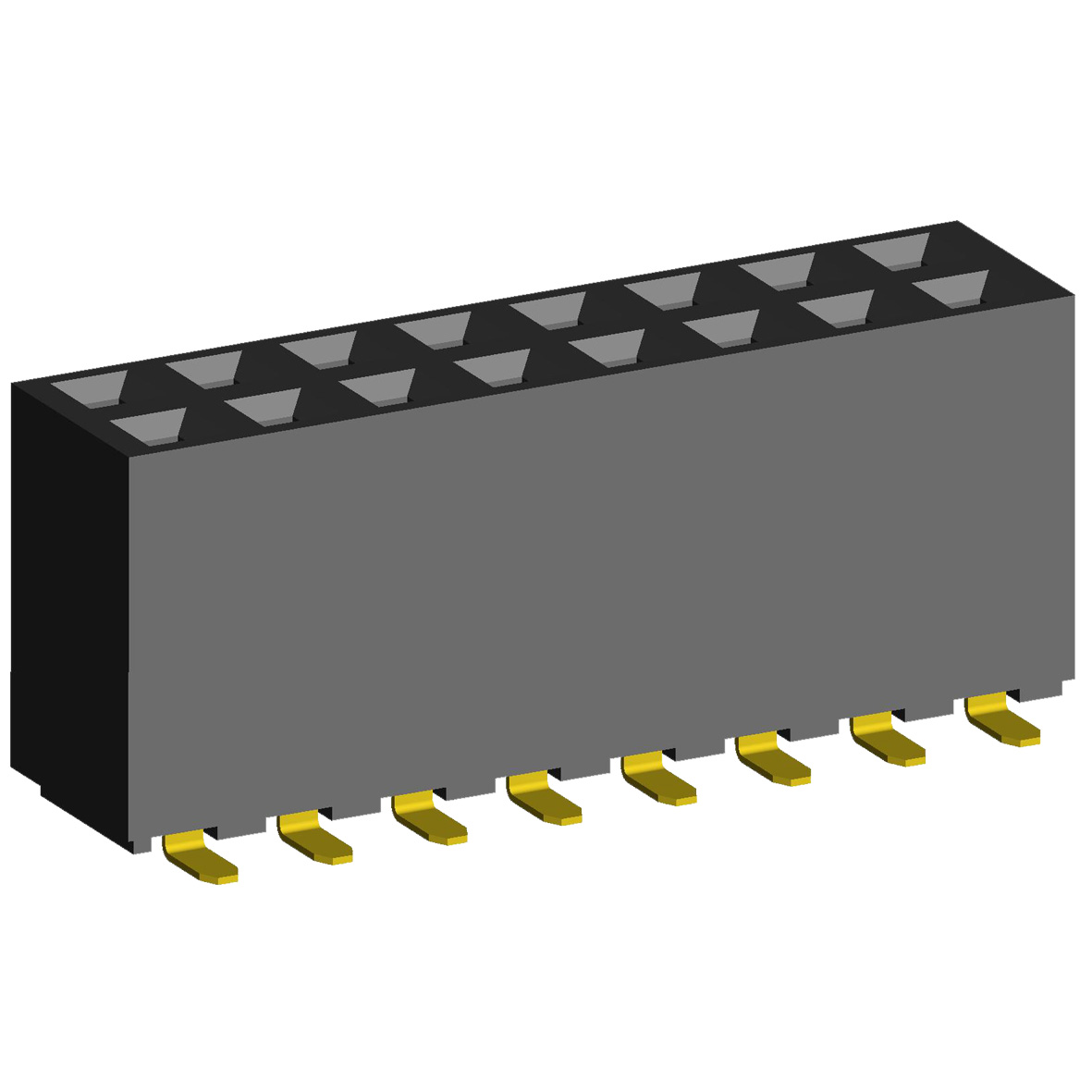 2214SM-XXG-85-SJ series, double-row straight sockets for surface mounting (SMD) , pitch 2,54x2,54 mm, Board-to-Board connectors, pin headers and sockets > pitch 2,54x2,54 mm