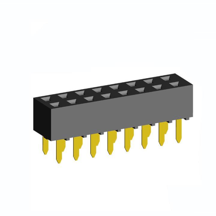 2214TB-XXG-03 series, double-row straight sockets on the board for mounting in holes, pitch 2,54x2,54 mm, Board-to-Board connectors, pin headers and sockets > pitch 2,54x2,54 mm