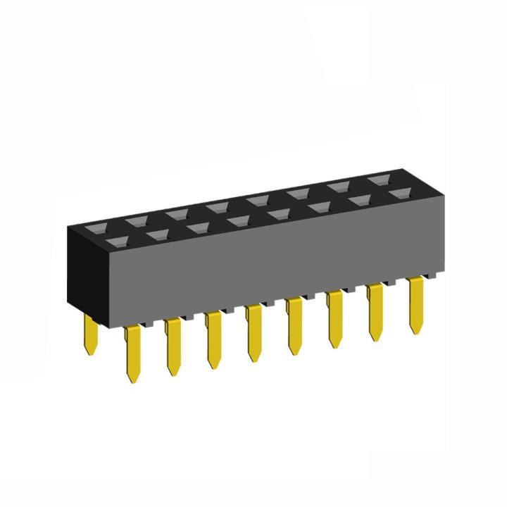 2214TB-XXG-05 series, double-row straight sockets on the board for mounting in holes, pitch 2,54x2,54 mm, Board-to-Board connectors, pin headers and sockets > pitch 2,54x2,54 mm