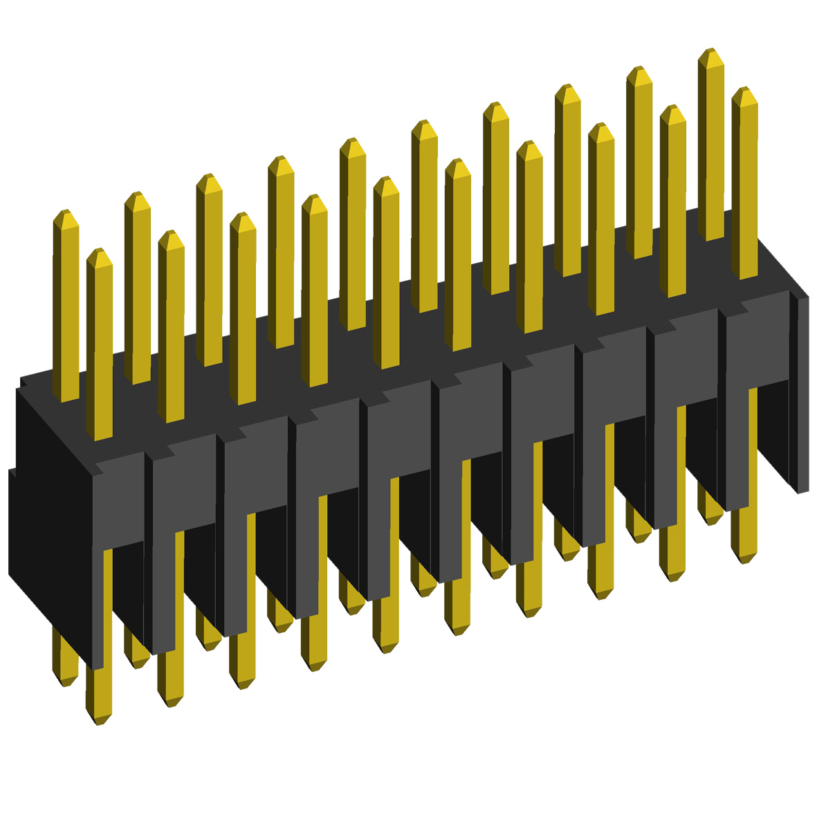 2215S-XXG-XXXX series, pin headers straight with increased insulator double row on Board for mounting in holes, pitch 2,54x2,54 mm, Board-to-Board connectors, pin headers and sockets > pitch 2,54x2,54 mm