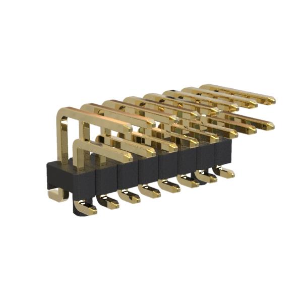 BL1215-12xxM-PG series, double row SMD horizontal angle pin headers with double insulator with guides in the Board, pitch 2,54x2,54 mm, Board-to-Board connectors, pin headers and sockets > pitch 2,54x2,54 mm