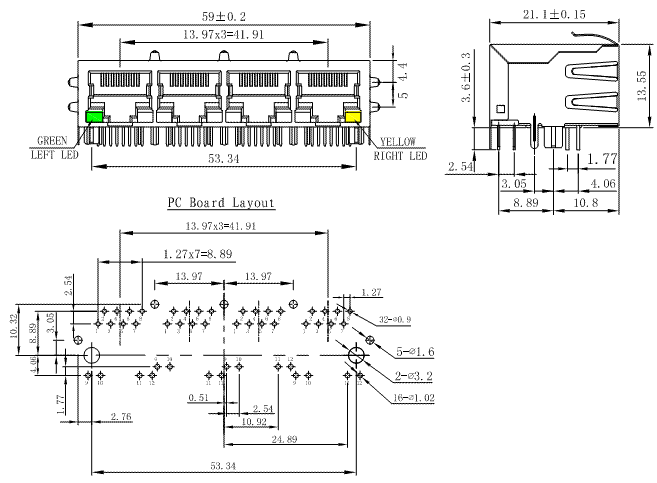 SK02-411008NL / RJ45 With Integrated Magnetics / Modular Jack / Connectors