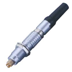 Round industrial metal connectors (low-frequency cylindrical connectors) M0B series under hole in device with diameter 9 mm
