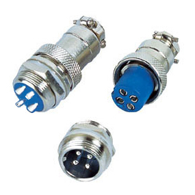 Round industrial metal connectors (low-frequency cylindrical connectors) RS765 series under hole in device with diameter 12 mm