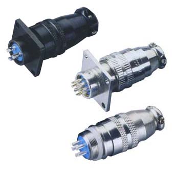 Round industrial metal connectors (low-frequency cylindrical connectors), under hole in device with diameter 16 mm