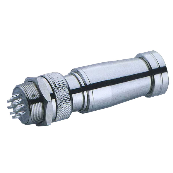 Round industrial metal connectors (low-frequency cylindrical connectors) XA19 series under hole in device with diameter 19 mm
