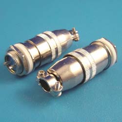 Round industrial metal connectors (low-frequency cylindrical connectors), under hole in device with diameter 12 mm
