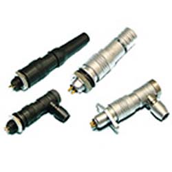 Round industrial metal connectors (low-frequency cylindrical connectors) XS6 series under hole in device with diameter 6 mm