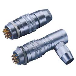 Round industrial metal connectors (low-frequency cylindrical connectors), under hole in device with diameter 19 mm