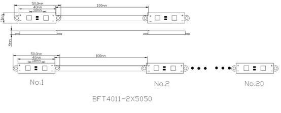 BFT4011-2X5050, 5050 SMD LED Waterproof LED Module Series, LED Module