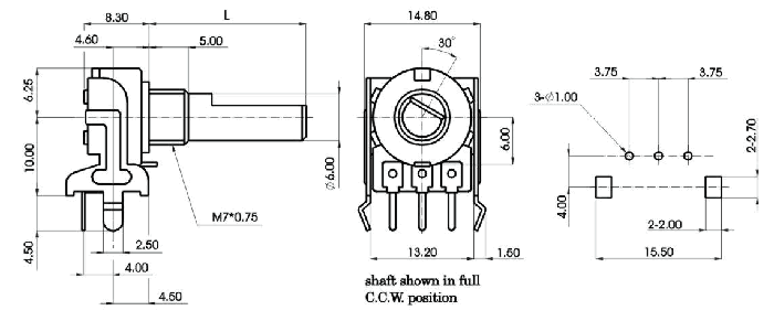 R1212N-_A4-, Rotary Potentiometers 12 mm