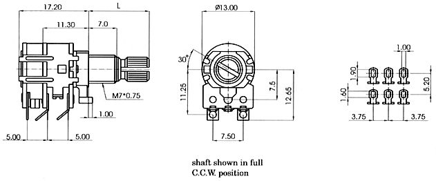 R121SG-_B1-, Rotary Potentiometers 12 mm