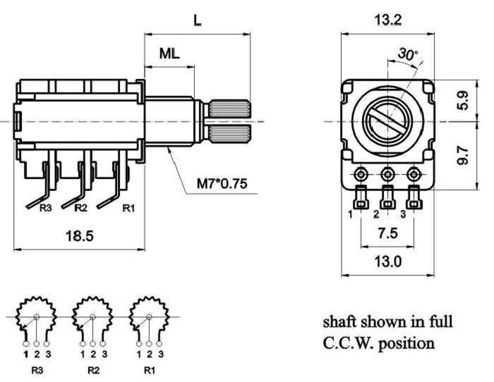 R123_G-_B1-, Rotary Potentiometers 12 mm