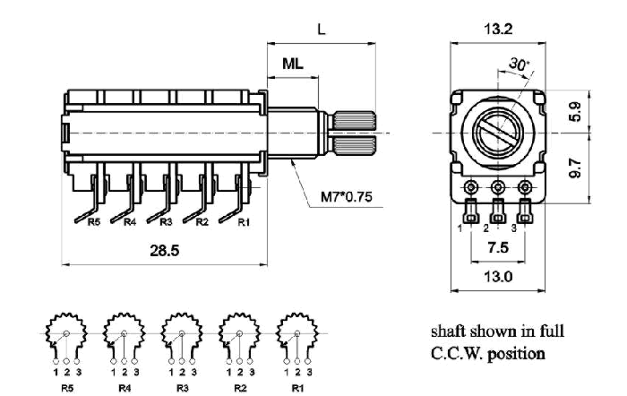 R125_G-_B1-, Rotary Potentiometers 12 mm