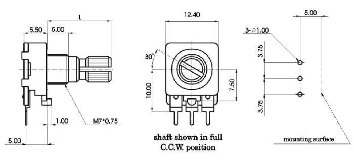 R12B1N-_A1-, Rotary Potentiometers 12 mm