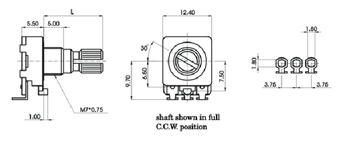 R12B1N-_B1-, Rotary Potentiometers 12 mm