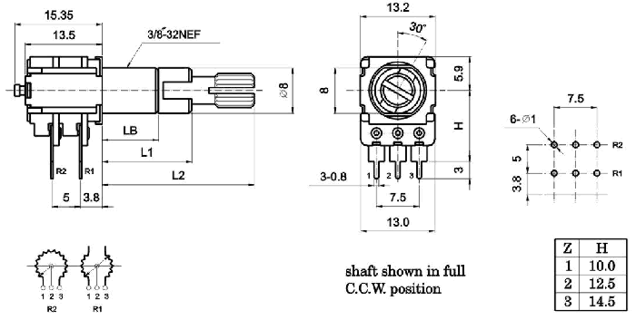 R12B_G-_A_-, Rotary Potentiometers 12 mm