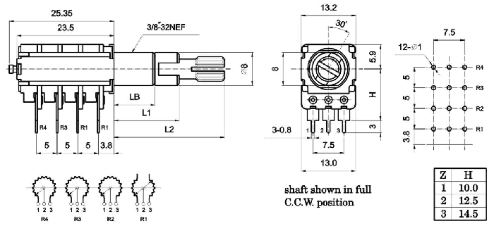 R12D_G-_A_-, Rotary Potentiometers 12 mm