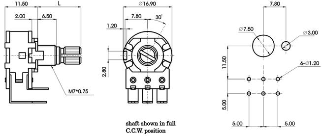 R1610G-_C3-, Rotary Potentiometers 16 mm