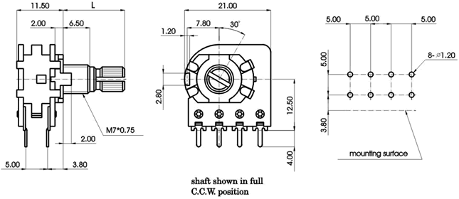 R1610K-_A1-, Rotary Potentiometers 16 mm