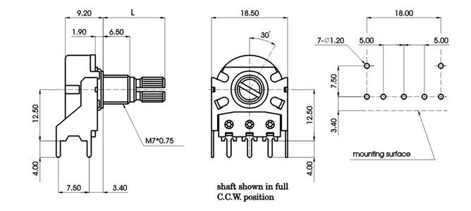 R1610N-_A7-, Rotary Potentiometers 16 mm