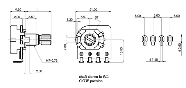 R1610P-_B1-, Rotary Potentiometers 16 mm