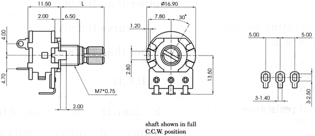 R1610S-_B1-, Rotary Potentiometers 16 mm