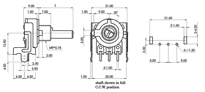 R1612N-_A1-, Rotary Potentiometers 16 mm