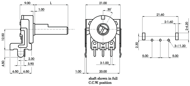 R1616N-_A1-, Rotary Potentiometers 16 mm