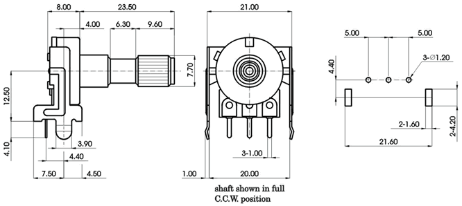 R1616N-WA4-, Rotary Potentiometers 16 mm
