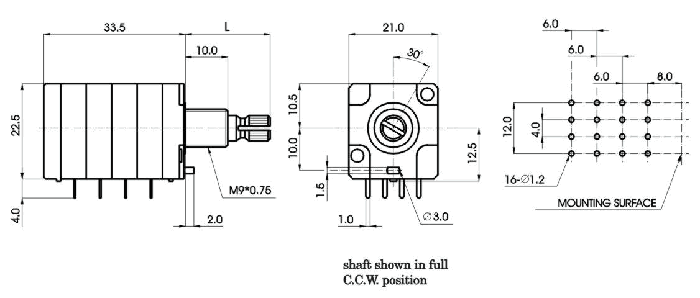 R2142G-_A1-, Rotary Potentiometers 21 mm, Резисторы переменные (потенциометры) роторного Typeа 21 mm