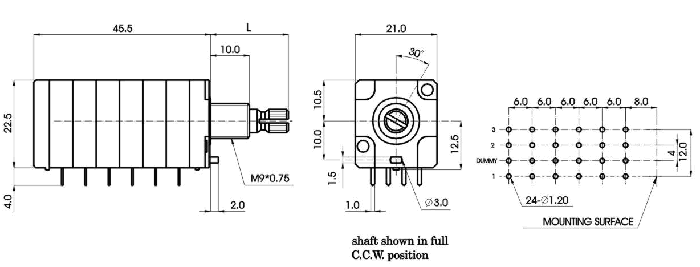 R2162G-_A1-, Rotary Potentiometers 21 mm, Резисторы переменные (потенциометры) роторного Typeа 21 mm