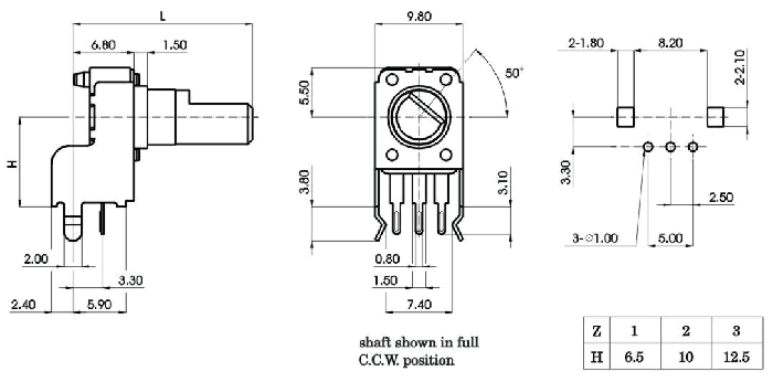 R0901N-_A_-, Rotary Potentiometers 9 mm