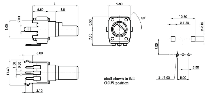 R0902N-_D1-, Rotary Potentiometers 9 mm
