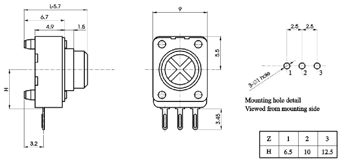 R0903N-_A_-, Rotary Potentiometers 9 mm