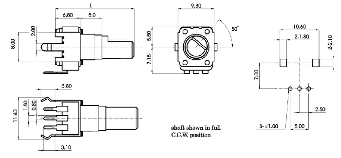 R0905N-_D1-, Rotary Potentiometers 9 mm