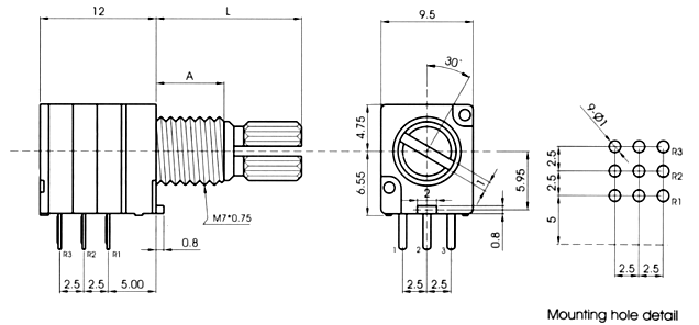 RD93_G-_A1-, Rotary Potentiometers 9 mm