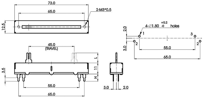 S4520N-xyz-, Slide Potentiometers 12.5 mm