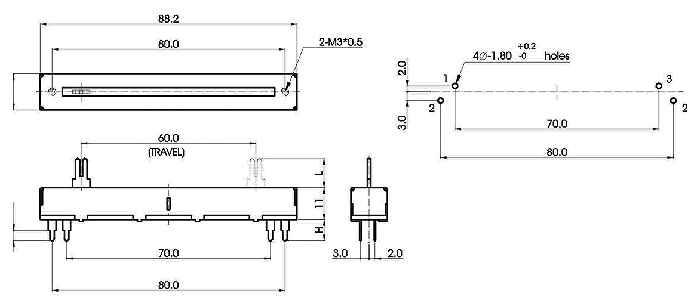 S6020N-xyz-, Slide Potentiometers 12.5 mm