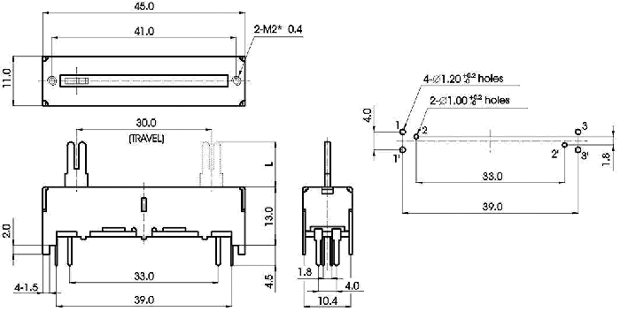 S3006G-_A1-, Slide Potentiometers