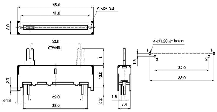 S3006N-_A1-, Slide Potentiometers