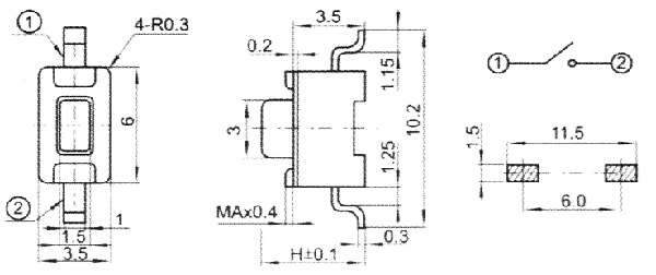 TVBM11 3.5x6.0mm Miniature tact switches SMD